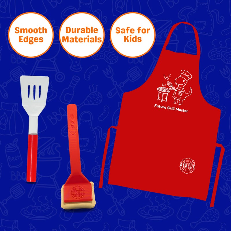 Grill Rescue Kids BBQ Grill Toy Set - Includes Grill Rescue Brush, Spatula, & Apron - Realistic Pretend Play BBQ Tools for Boys & Girls - Fun Role Play Toy for Little Chefs & Grill Masters - Image 4